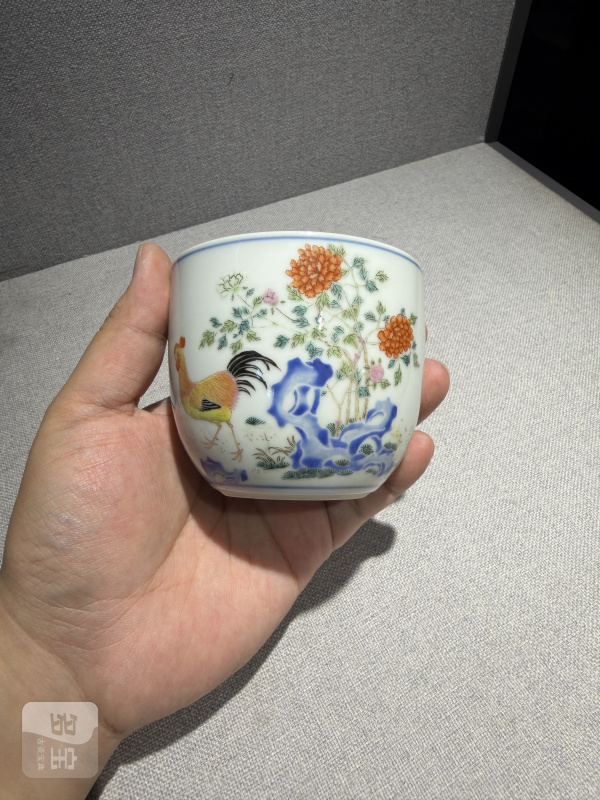 清乾隆 粉彩婴戏图诗文鸡缸杯 - 图6